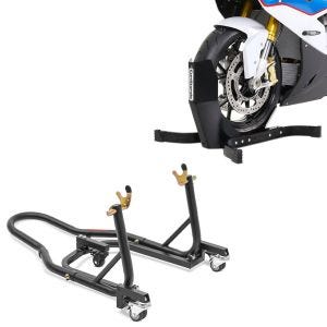 Set: Rangierhilfe Montageständer Hinterrad Mover 2 Racing schwarz matt + Motorradwippe Easy-Plus Motorradständer bis 21 Zoll schwarz-matt_1