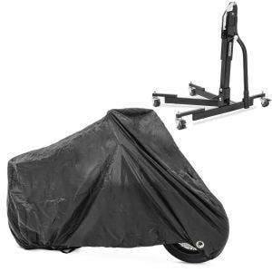 Set: Lève moto centrale compatible avec Kawasaki Z 900 17-24 Power-Evo + Housse de Moto XXL Protection imperméable en noir