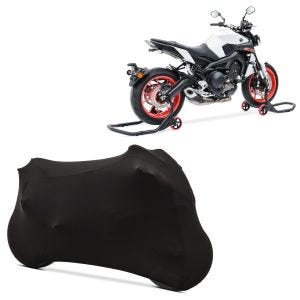 Set: Montageständer Set Falcone Motorradständer vorne und hinten + Motorradabdeckung Indoor M-L Stretch Garage in schwarz_1