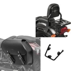 Set: Sissy Bar XS3 für Honda Rebel 500 17-21 mit Gepäckträger schwarz + Satteltasche mit Halter für Honda Rebel 500 17-20 Fargo 13l links_1