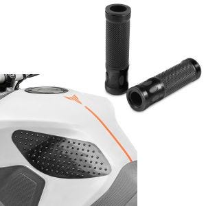 Set: Moto Protège réservoir lateraux Grip Pad M Protection en noir + Poignée Guidon Moto 5X - 22mm noir