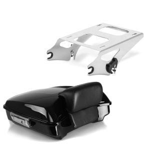 Set: Top Case Razor für Harley Street Glide Special 15-21 + Topcase Träger Doppelsitzbank für Harley Touring 14-21 chrom_1
