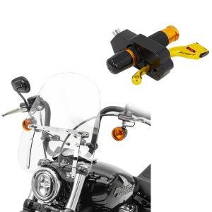 Set: Paré-Brise compatible avec Yamaha XV 250/535/750 Virago/XV 950/R + Serrure levier de frein 22 mm Antivol guidon 9x4 cm BS-Motoparts noir