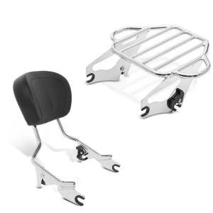 Set: Sissybar Harley Street Glide 09-19 Fast Driver-M chrom + Gepäckträger KI Abnehmbar für Harley Touring Modelle 2009-2021 chrom_1