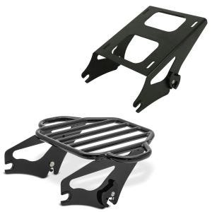 Set: Gepäckträger passend für Harley Davidson Touring 09-24 Craftride KI abnehmbar in schwarz + Topcase Träger Doppelsitzbank passend für Harley Davidson Touring 14-24 schwarz Craftride