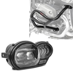 Set: LED Scheinwerfer passend für BMW R 1200 GS 04-12 Hauptscheinwerfer mit ECE Lumitecs QL4 + Sturzbügel L passend für BMW R 1200 GS 04-12 Motoguard Schutzbügel