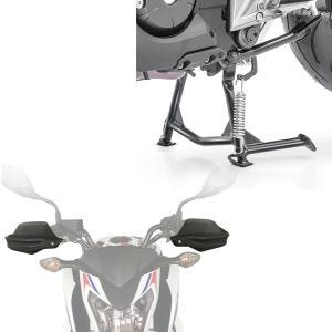 Set: Béquille centrale Honda NC 700 S 12-13 NC 750 S 15-20 ConStands en noir + Protège-mains compatible avec Honda NC 700 S / X 12-13 Protège guidon Motoguard L
