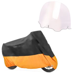Set: Abdeckplane Harley Electra Glide Ultra Classic / Limited Craftride XXXL schwarz-orange + Windschild 12,5" für Harley Electra Glide Ultra Limited 09-13 klar Craftride_1
