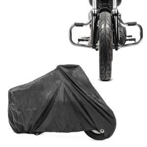 Set: Sturzbügel für Harley Davidson Dyna Switchback 12-16 Craftride Mustache chrom + Abdeckplane Harley Dyna Fat Bob / Street Bob / Switchback Craftride XXL in schwarz_1