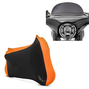 Set: Windschild für Harley Davidson Sport Glide 18-21 Craftride M Windschutzscheibe dunkel getönt + Motorradabdeckung für Harley Sport Glide Craftride Indoor XL-XXL in schwarz-orange_1