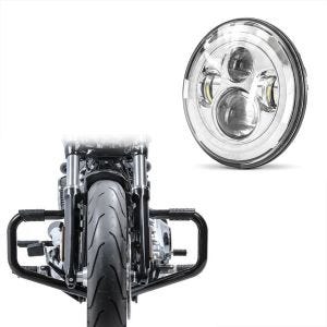 Set: Sturzbügel Mustache II für Harley Softail Slim 12-17 schwarz + LED Scheinwerfer 7" für Harley Davidson Softail Deluxe / Slim DRL Craftride chrom_1
