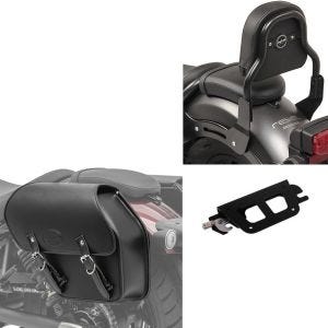 Set: Satteltasche für Honda Rebel 500 17-21 mit Halter abnehmbar links Fargo 13l Craftride + Sissy Bar XS3 für Honda Rebel 500 17-21 schwarz Craftride_1