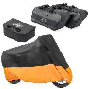 Set: Innentaschen Set für Harley Electra Glide Ultra Limited 09-21 Craftride Seitenkoffer / Topcase + Abdeckplane Harley Electra Glide Ultra Classic / Limited Craftride XXXL schwarz-orange_1