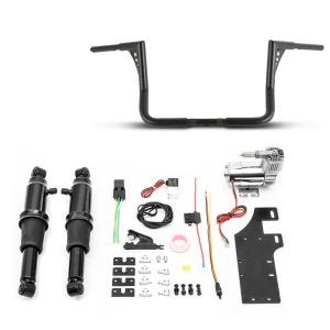 Set: Luftfederung Fahrwerk Harley Davidson Street Glide 06-21 Craftride Air Ride schwarz + Lenker Ape Hanger 12" für Harley Street Glide 06-21 schwarz Craftride_1