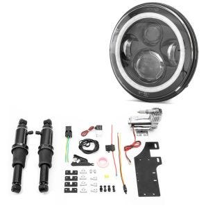 Set: Luftfederung Fahrwerk Harley Davidson Street Glide 06-21 Craftride Air Ride schwarz + LED Scheinwerfer 7" für Harley Davidson Street Glide / Special DRL Craftride schwarz_1