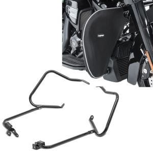 Set: Kofferträger für Harley Davidson Road King Special 17-21 mit Schutzbügel schwarz Craftride + Sturzbügel Spritzschutz für Harley Road King Special 17-21 Beinwärmer Craftride_1