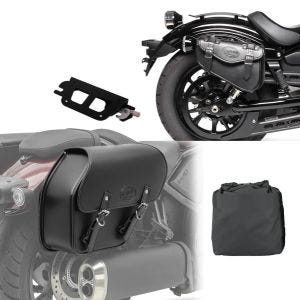Set: Satteltasche mit Halter für Honda Rebel 500 17-20 Fargo 13l rechts Seitentasche Craftride + Satteltasche Honda Rebel 500 Craftride Arizona 3Ltr rechts in schwarz_1