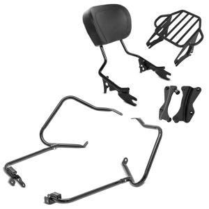 Set: Sissybar + Gepäckträger KI für Harley Davidson Road King Special 17-21 schwarz Craftride + Kofferträger für Harley Davidson Road King Special 17-21 mit Schutzbügel schwarz Craftride_1