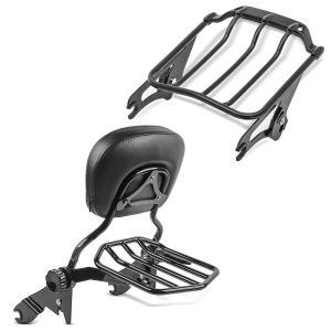 Set: Sissybar Harley Street Glide (FLHX) 09-21 Craftride Fast Driver-L Flex inkl. Gepäckträger schwarz + Gepäckträger AW Abnehmbar für Harley Davidson Street Glide 09-21 schwarz Craftride_1