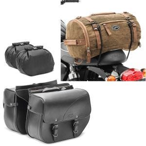 Set: Satteltaschen Triumph Bonneville T100 / T120 Craftride Kentucky 30Ltr schwarz + Hecktasche Vintage 25L für Triumph Bonneville T120 / T100 braun Craftride_1
