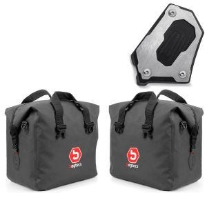 Set: Aluminium Koffer Innentasche für BMW R 1200 GS / Adventure 04-18 rechts und links Bagtecs + Seitenständerfuß Verbreiterung für BMW R 1200 GS / Adventure 13-18 Seitenständerplatte Auflagevergrößerung Motoguard SE1_1