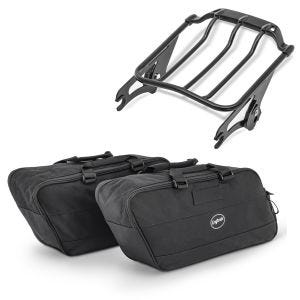 Set: Gepäckträger AW Abnehmbar für Harley Davidson Street Glide 09-21 schwarz Craftride + Koffer Innentaschen für Harley Street Glide 06-21 Craftride BG1 Paar_1