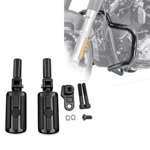 Set: Sturzbügel Mustache für Harley Davidson Softail Slim 12-17 schwarz Craftride + Sozius Fussrasten Set für Harley Davidson Softail Slim 12-17 mit Fussrastenhalter Craftride S-D1_1