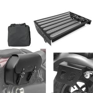 Set: Satteltasche für Honda Rebel 500 17-21 mit Halter abnehmbar rechts Fargo 13l Craftride + Kühlerabdeckung für Honda Rebel 500 17-21 Kühlergrill Zaddox KG1_1