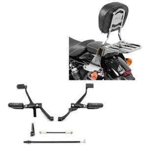 Set: Vorverlegte Fußrastenanlage für Harley Sportster 1200 Custom 14-20 Craftride schwarz + Sissybar Harley Sportster 1200 Custom 04-20 Craftride Fast Driver-S inkl. Gepäckträger chrom_1