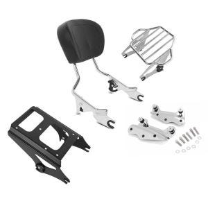 Set: Sissybar mit Gepäckträger KI und Montagekit für Harley Touring 09-13 chrom Craftride + Gepäckträger TP Abnehmbar für Harley Davidson Touring 09-13 schwarz Craftride_1
