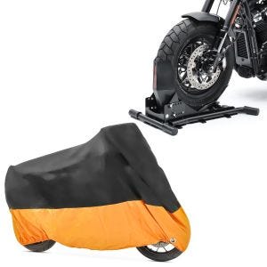 Set: Radwippe für Harley Street Glide / Special Constands Easy Plus Vario einstellbar schwarz + Abdeckplane Harley Street Glide / Special Craftride XXXL schwarz-orange_1