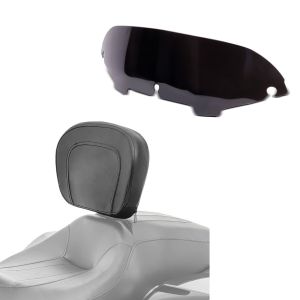 Set: Fahrer Rückenlehne für Harley Davidson Electra Glide Ultra Classic 97-16 Craftride + Windschild 4,5" für Harley Electra Glide Ultra Classic 96-13 schwarz Craftride_1