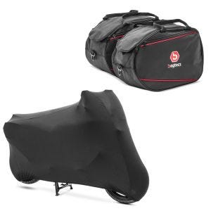 Set: Seitenkoffer Innentaschen für Yamaha FJR 1300 01-20 Bagtecs 2x20L + Motorradabdeckung für Yamaha FJR 1300 Craftride Indoor XL-XXL schwarz_1