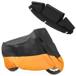 Set: Windschild Tasche für Harley Davidson Electra Glide Ultra Limited 14-21 Craftride + Abdeckplane Harley Electra Glide Ultra Classic / Limited Craftride XXXL schwarz-orange_1