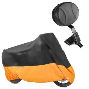Set: Fahrer Rückenlehne Round für Harley Street Glide 06-21 Craftride + Abdeckplane Harley Street Glide / Special Craftride XXXL schwarz-orange_1