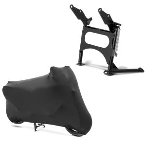 Set: Hauptständer Honda Varadero XL 1000 V 01-11 Mittelständer ConStands in schwarz + Motorradabdeckung für Honda Varadero XL 1000 V Craftride Indoor XL-XXL schwarz_1
