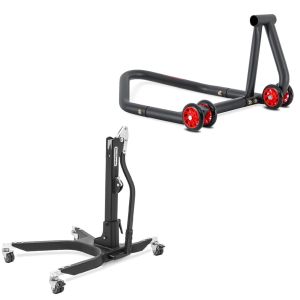 Set: Lève moto centrale compatible avec Ducati Panigale V4 / S 18-24 ConStands Power-Classic + Béquille d'atelier monobras compatible avec Ducati Panigale V4 / R / S 18-24 ConStands Single-One noir