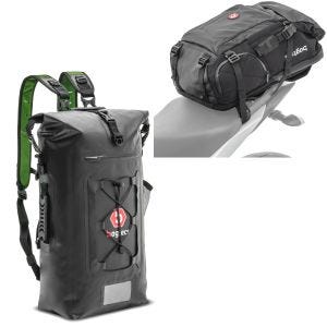 Set: Sac à dos étanche Bagtecs HX5 sac à dos ordinateur pour loisir 45Ltr + Sac à dos moto sacoche arrière rouleau Imperméable Bagtecs Drybag WPX