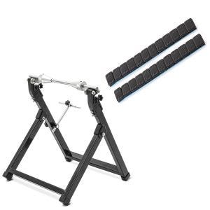 Set: Équilibreuse pneu moto ConStands WU-2 équilibreuse de roues en noir + Masses d'équilibrage moto ConStands plomb d'equilibrage 2 pièces 12x5g noir