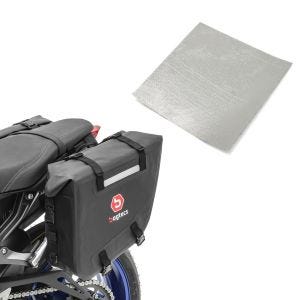 Set: Motorrad Satteltaschen Wasserdicht Bagtecs WP6 2x15L Rollverschluss Seitentasche + Hitzeschutzfolie selbstklebend fürs Motorrad Hitzeschutz Zaddox 50x50cm