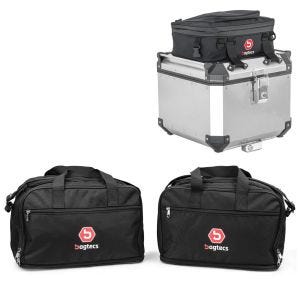 Set: Alukoffer Innentaschen passend für BMW R 1250 / 1200 GS / Adventure 04-21 Koffer Taschen Bagtecs MS1 + Zusatztasche Aluminium Topcase passend für BMW R 1200 GS / Adventure 04-18 Bagtecs BF1