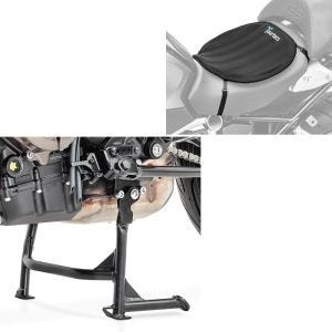 Set: Béquille centrale compatible avec Yamaha MT-07 13-24 MT-07 Tracer 16-24 ConStands en noir + Moto Gel Coussin de selle Tourtecs Néoprène L coussin confort en noir
