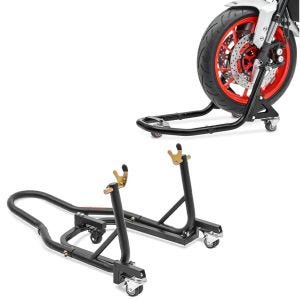 Set: Béquille de Range Arrière ConStands Mover II Racing noir mat + Béquille d'atelier Avant Range Moto Lève Constands XB2 noir
