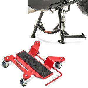 Set: Béquille centrale Constands compatible avec Honda NC 750 X 14-20  + Chariot de déplacement  Constands pour béquille central rouge