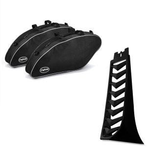 Set: Sacs intérieurs compatible avec Harley Davidson Sport Glide 18-24 sacoches rigides Craftride + Sabot moteur compatible avec Harley Davidson Softail 18-24 Cache radiateur CV6 noir mat