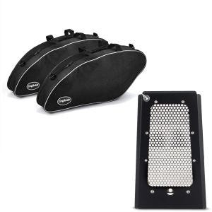 Set: Sacs intérieurs compatible avec Harley Davidson Sport Glide 18-24 sacoches rigides Craftride + Protection de radiateur compatible avec Harley Davidson Softail 18-24 Craftride TG7