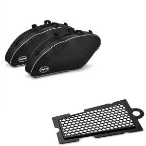 Set: Sacs intérieurs compatible avec Harley Davidson Sport Glide 18-24 sacoches rigides Craftride + Protection de radiateur compatible avec Harley Davidson Softail 18-24 Craftride CM noir