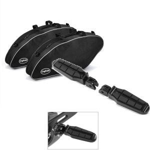 Set: Sacs intérieurs compatible avec Harley Davidson Sport Glide 18-24 sacoches rigides Craftride + Repose-pieds chauffeur compatible avec Harley Davidson Softail 18-24 Craftride ST6 noir