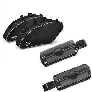 Set: Sacs intérieurs compatible avec Harley Davidson Sport Glide 18-24 sacoches rigides Craftride + Repose-pieds passager compatible avec Harley Davidson Softail 18-24 Craftride SF6 noir