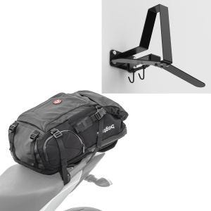 Set: Motorrad Rucksack HX5 wasserdicht 45Ltr mit Helmhalterung Bagtecs mit Garderobe WH2 sw